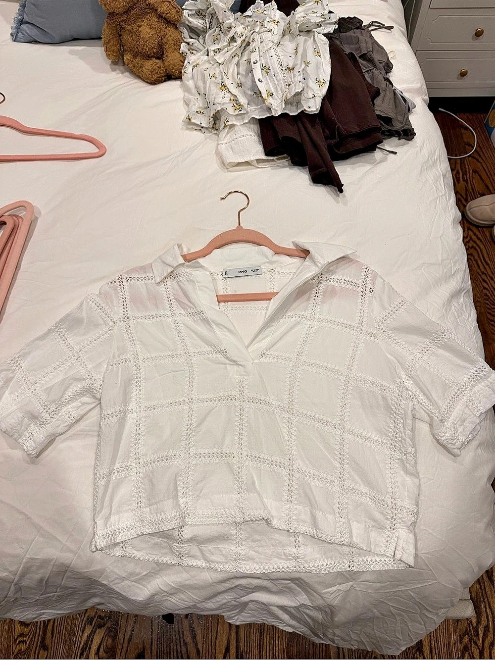 Mango White Eyelet Blouse